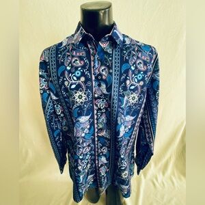 PREMIERE Shirt Men’s XL Colorful Paisley Collection Long Sleeve Flip Cuff NWOT
